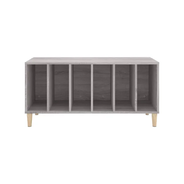Meuble Vinyles Chêne gris 6 Compartiments Rangement Vinyles Moderne