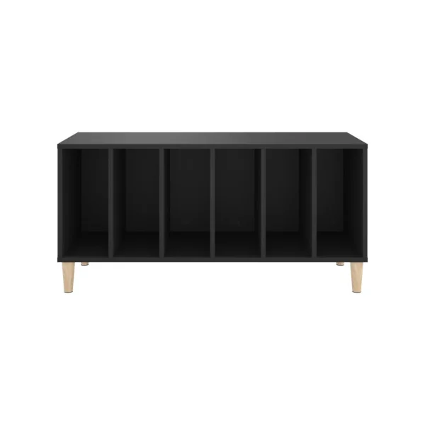 Meuble Vinyles Noir 6 Compartiments Rangement Vinyles Moderne