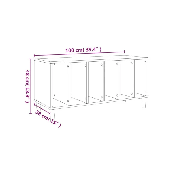 Meuble Vinyles Noir 6 Compartiments Rangement Vinyles Moderne