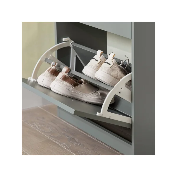 Meuble à chaussures 3 rabats gris Rangement chaussures 3 abattants