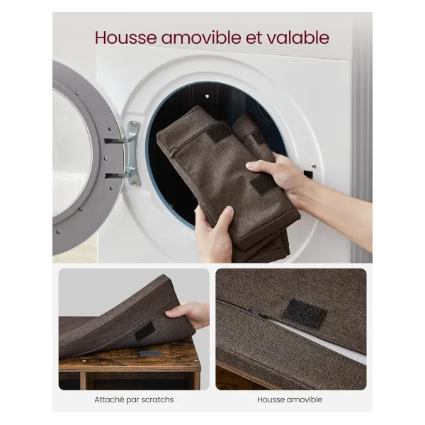 Meuble à Chaussures Marron Rustique avec Coussin Rangement chaussures 12 compartiments