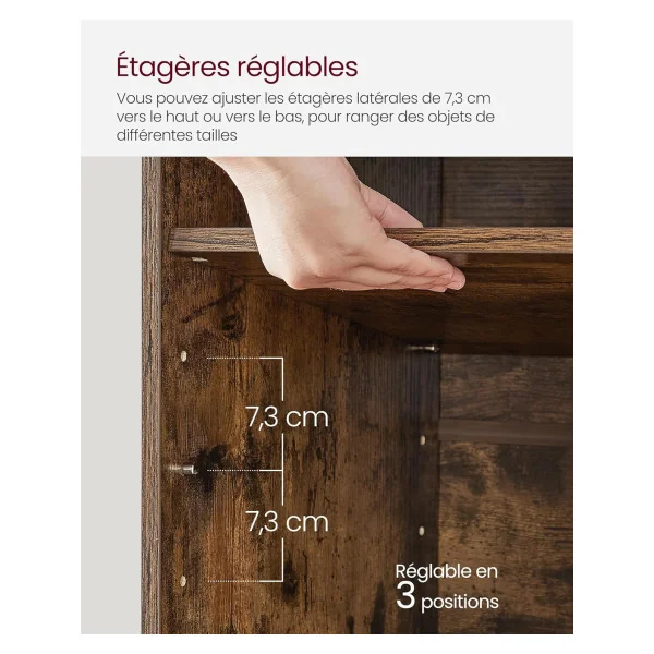 Meuble à Chaussures Marron Rustique avec Coussin Rangement chaussures 12 compartiments