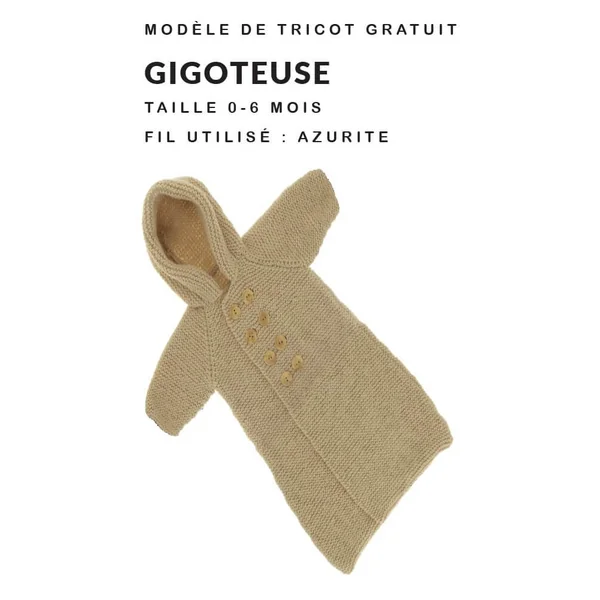 modele de gigoteuse bébé gratuit à tricoter en azurite. Projet pas cher