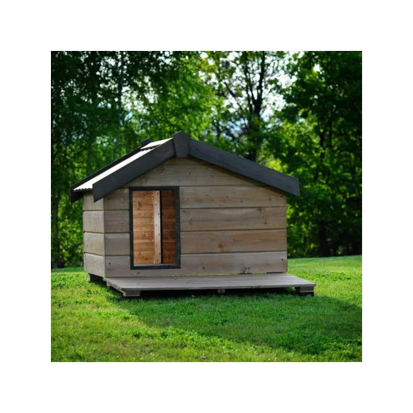 Niche avec terrasse en épicéa FSC de 15 mm niche chien en bois massif taille 2