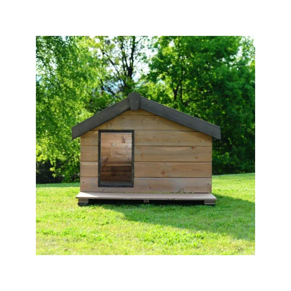 Niche avec terrasse en épicéa FSC de 15 mm niche chien en bois massif taille 2