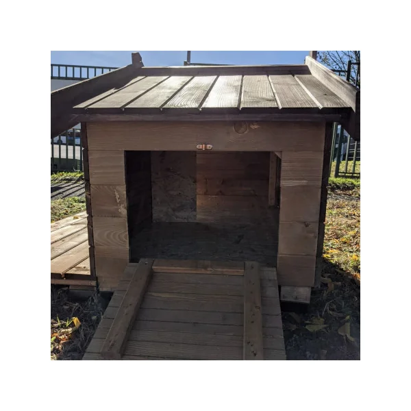 Niche avec terrasse en épicéa FSC de 15 mm niche chien en bois massif taille 2