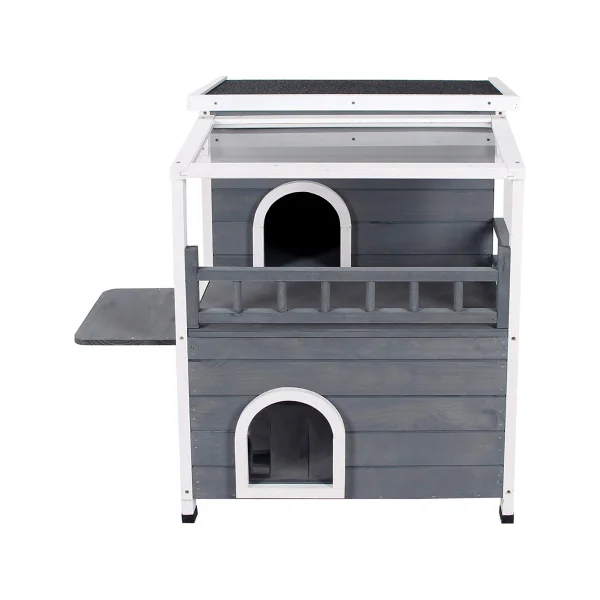 Niche chat en bois de sapin 2 étages Maison chat moderne Intérieur Extérieur
