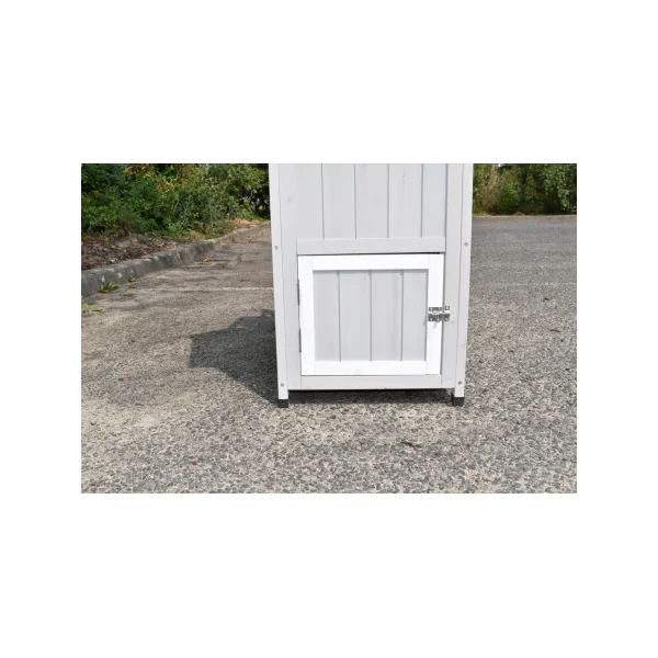 Niche chat moderne gris et blanc Maisonnette chat en bois avec étage