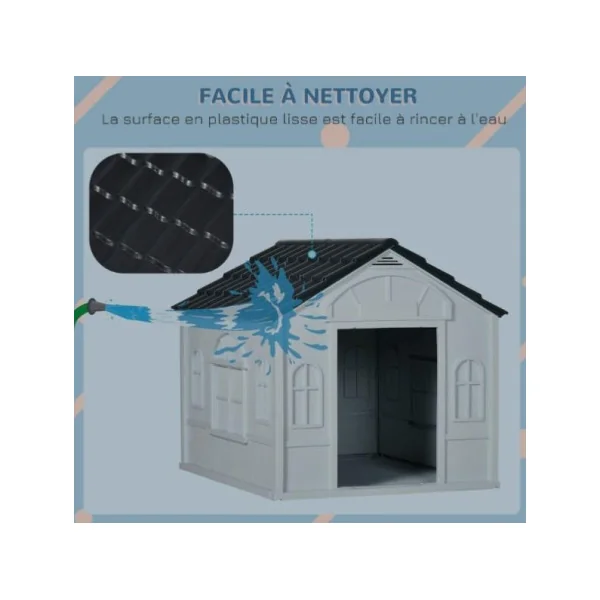 Niche chien niche en plastique niche PVC abri chien extérieur niche sans entretien