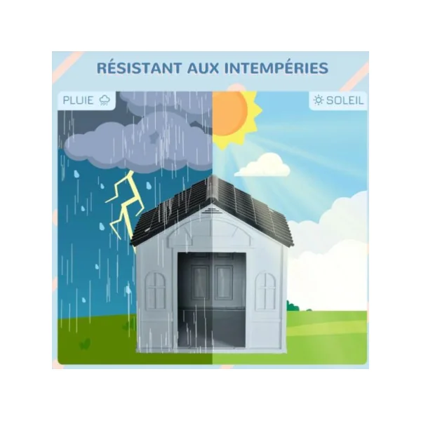 Niche chien niche en plastique niche PVC abri chien extérieur niche sans entretien