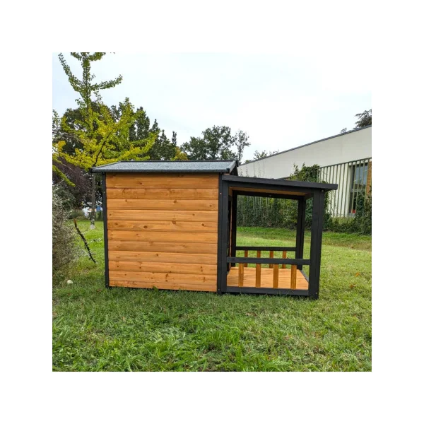 Niche Chien XL avec terrasse Surélevée Niche avec Terrasse pour Chien Moyen
