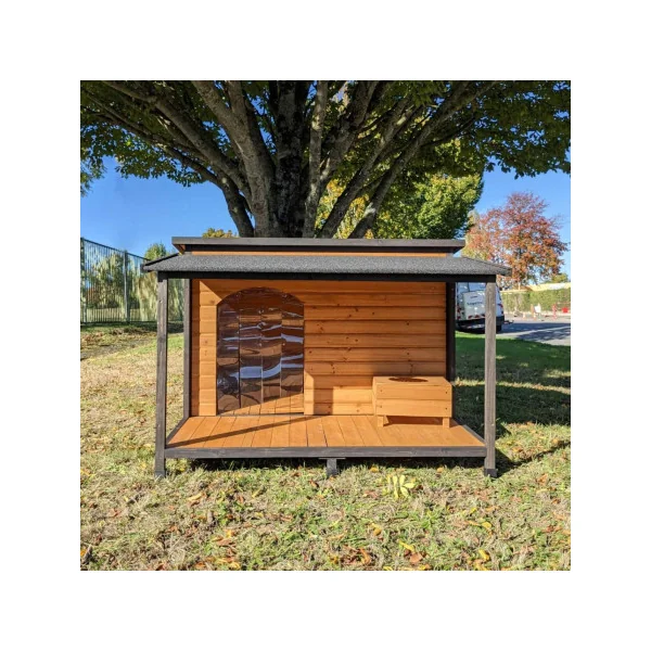 Niche L avec terrasse couverte Niche chien en bois massif