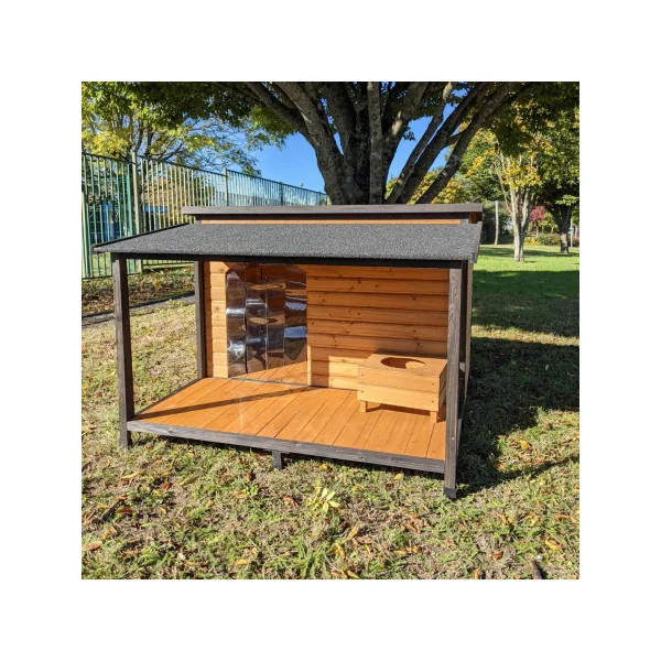 Niche L avec terrasse couverte Niche chien en bois massif