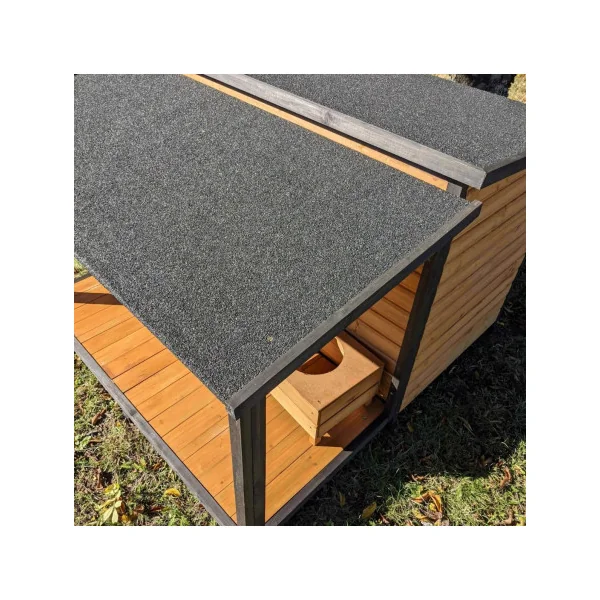 Niche L avec terrasse couverte Niche chien en bois massif