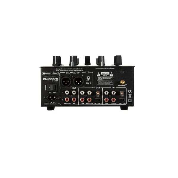 OMNITRONIC PM-202FX 2-Channel DJ Mixer with Filter, FX and Bluetooth