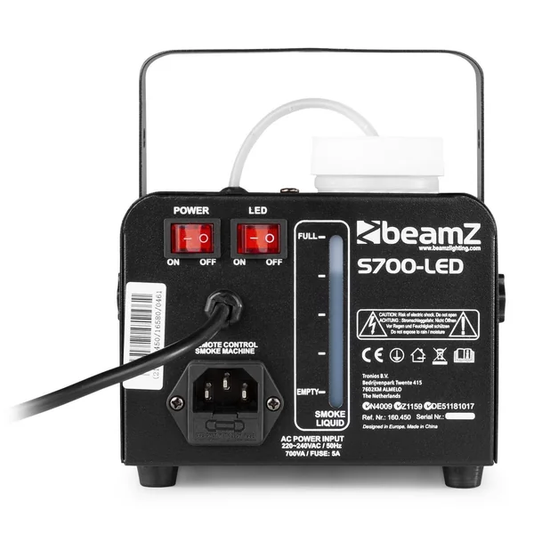 Pack BeamZ S700LED ICE – Machine à fumée 700 W avec 3 LEDs bleues |1 L liquide inclus