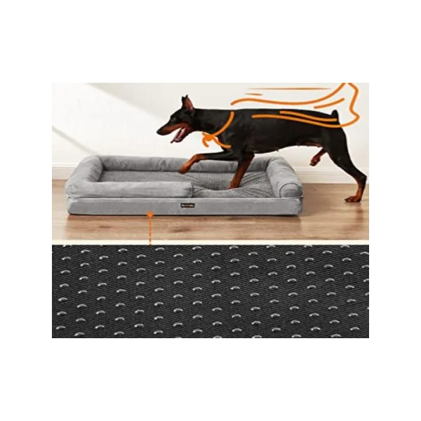 Panier chien gris 120x85 cm panier orthopédique et déhoussable lit pour Chien Lavable