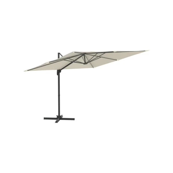 Parasol déporté 3x4m rectangulaire rotatif 360° Blanc sable Parasol terrasse Grand parasol