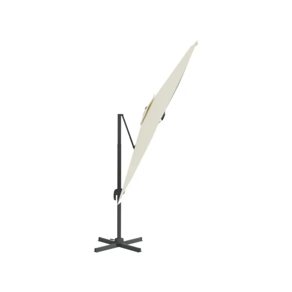 Parasol déporté 3x4m rectangulaire rotatif 360° Blanc sable Parasol terrasse Grand parasol