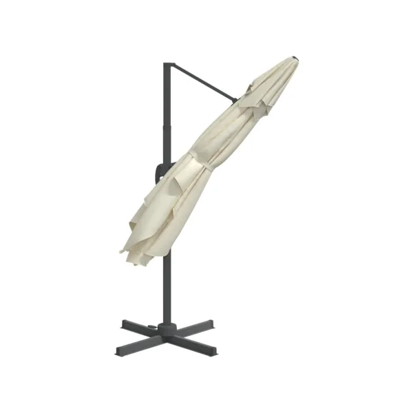 Parasol déporté 3x4m rectangulaire rotatif 360° Blanc sable Parasol terrasse Grand parasol