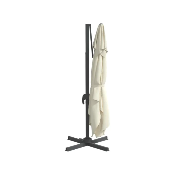 Parasol déporté 3x4m rectangulaire rotatif 360° Blanc sable Parasol terrasse Grand parasol