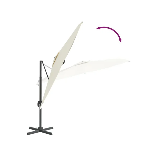 Parasol déporté 3x4m rectangulaire rotatif 360° Blanc sable Parasol terrasse Grand parasol