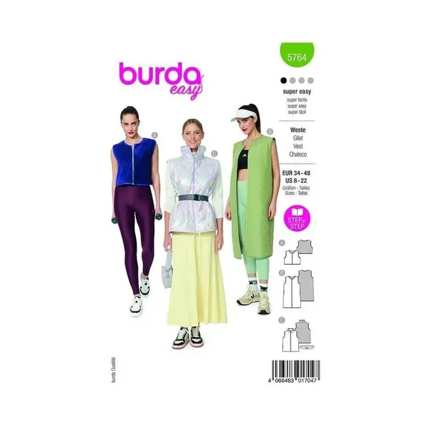 Patron Burda 5764 - Gilets matelassés