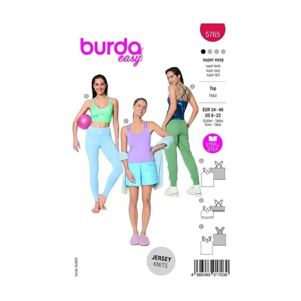Patron Burda 5765 - Tops sportifs