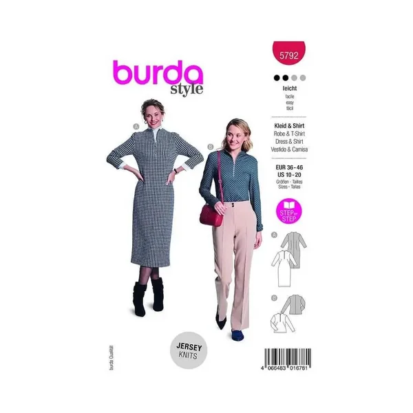 Patron Burda 5792 - Robe midi