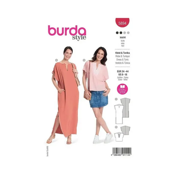 Patron Burda 5894 - Longue robe du 34 au 44 (FR)