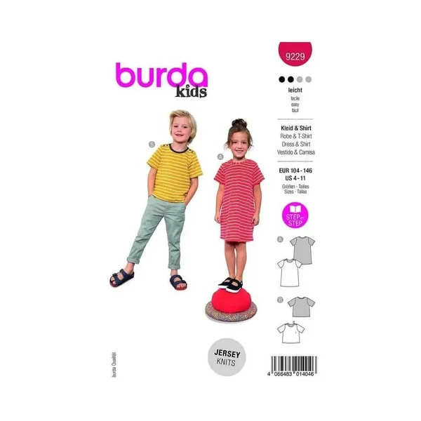 Patron Burda 9229 - Robe d'été ou T-shirt pour enfants