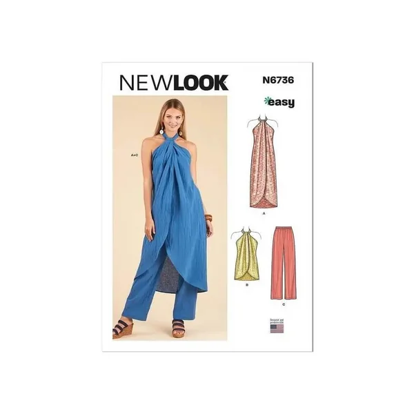 Patron New Look 6736 - Hauts en 2 longueurs et pantalon du 34 au 46 (FR)