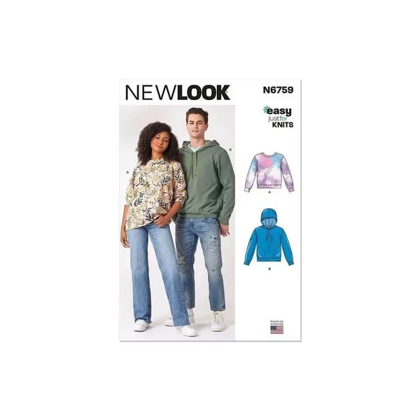 Patron New Look 6759 - Sweat-shirts hommes et femmes (S-M-L-XL-XXL)