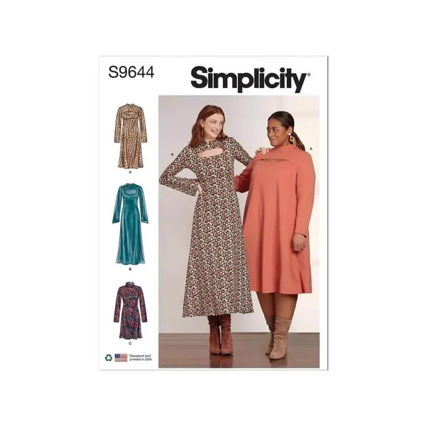 Patron Simplicity 9644 - Robe en tricot en trois longueurs du 38 au 56 (FR)