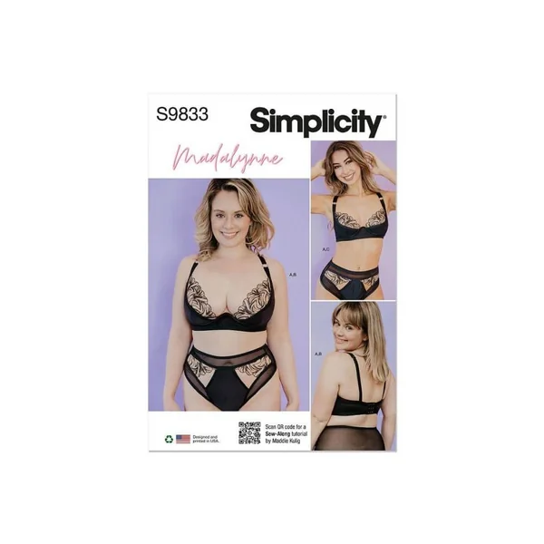 Patron Simplicity 9833 - Soutien-gorge, culotte et string pour dames et femmes par Madalynne Intimates