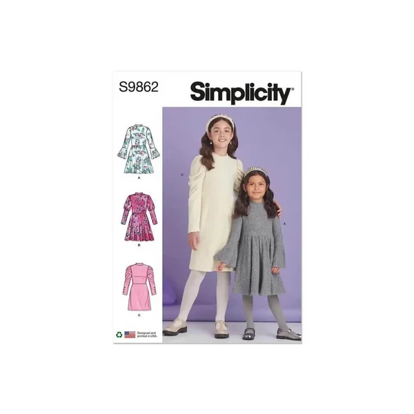 Patron Simplicity 9862 - Robes en tricot pour enfants et filles