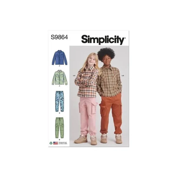 Patron Simplicity 9864 - Chemise et pantalon cargo pour filles et garçons