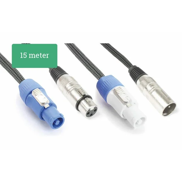 PD Connex CX06-15 - Câble Combiné DMX Alimentation - XLR et PowerCon - 15m