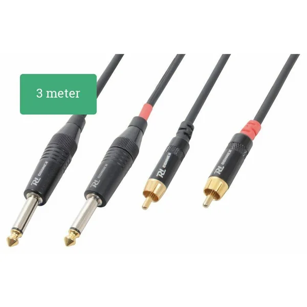 PD Connex Câble Audio Cordon 2x Jack 6,35 Mâle Mono/2x RCA Mâle - 3m