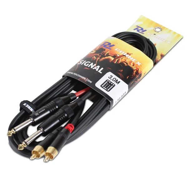 PD Connex Câble Audio Cordon 2x Jack 6,35 Mâle Mono/2x RCA Mâle - 3m
