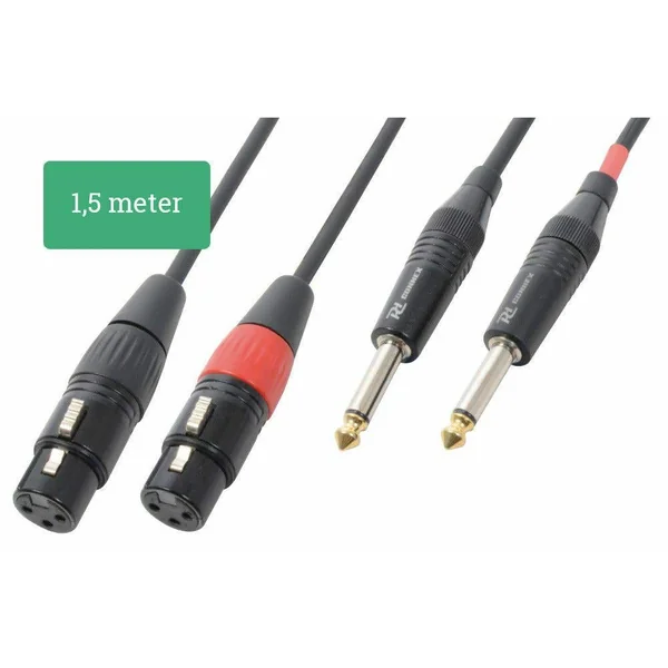 PD Connex Câble Audio Cordon 2x XLR Femelle - 2x Jack 6,35 Mâle Mono - 1,5m