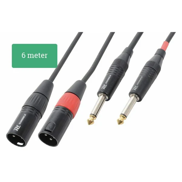 PD Connex Câble Audio Cordon 2x XLR Mâle - 2x Jack 6,35 Mâle Stéréo - 6m