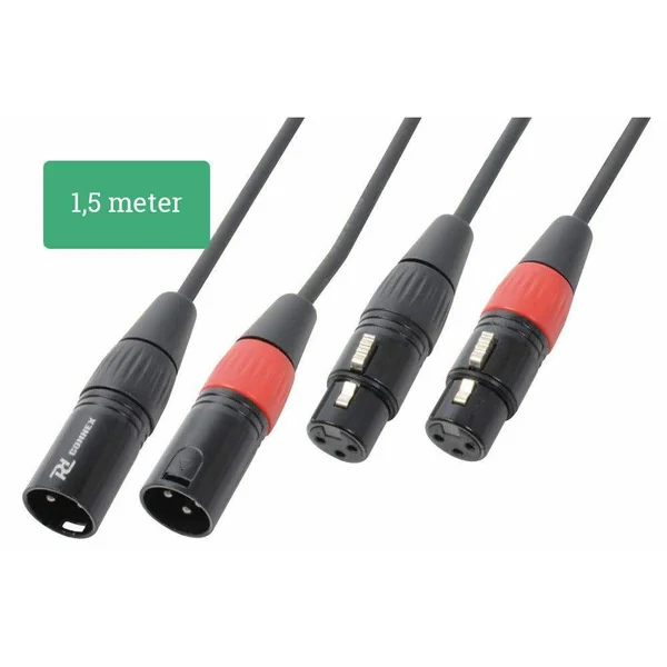 PD Connex Câble Audio Cordon 2x XLR Mâle - 2x XLR Femelle - 1,5m