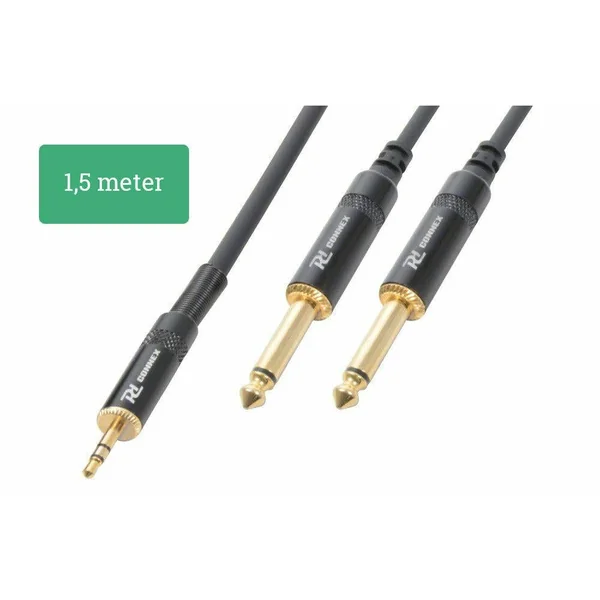 PD Connex Câble Audio Cordon Jack 3,5 Mâle Stéréo/2x Jack 6,35 Mono - 1,5m
