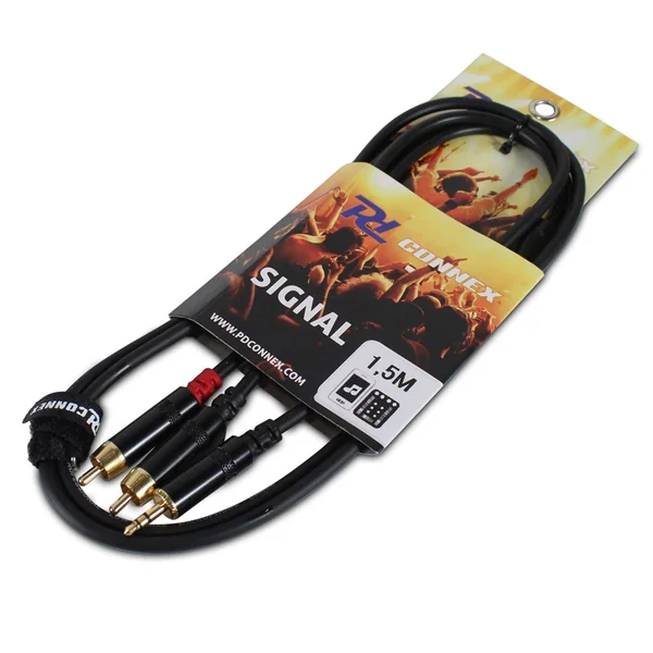 PD Connex Câble Audio Cordon Jack 3,5 Mâle Stéréo/2x RCA Mâle - 1,5m