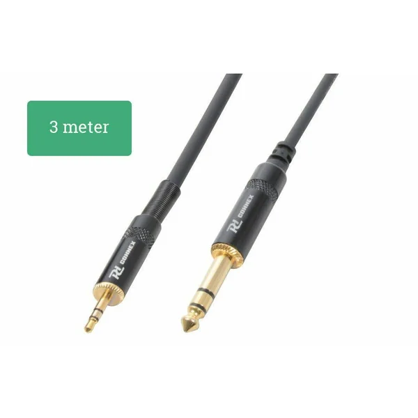 PD Connex Câble Audio Cordon Jack 3,5 Mâle Stéréo/Jack 6,5 Mâle Stéréo - 3m