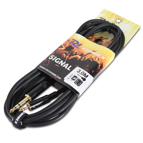 PD Connex Câble Audio Cordon Jack 3,5 Mâle Stéréo/Jack 6,5 Mâle Stéréo - 3m