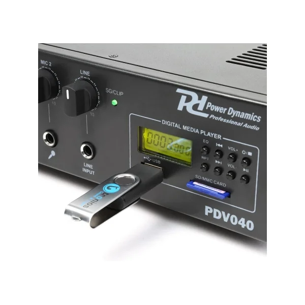 PDV040 Power Dynamics Amplificateur public adress 40w 100V avec lecteur multimédia