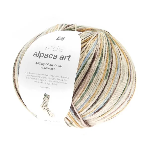 Pelote de Laine Socks Alpaca Art 4 fils - 100g - Rico Design : Chaussettes Douces et Confortables