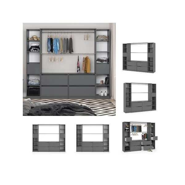 Penderie complète avec commodes anthracite Dressing ouvert Dressing chambre
